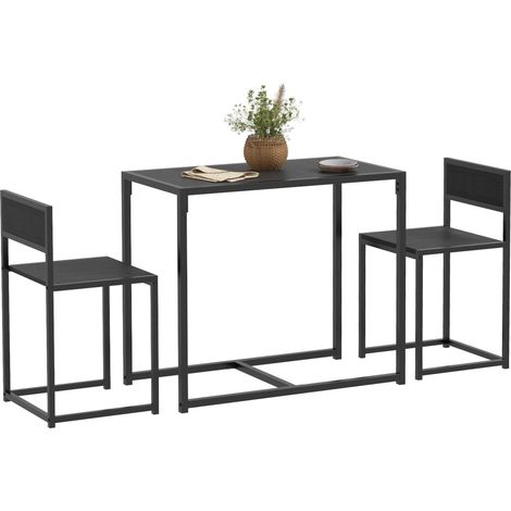 Ensemble table haute 3 pièces, comprenant 2 chaises et 1 table haute, 90 cm x 47 cm x 76 cm, noir (1/5)