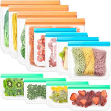 Sacs de congélation réutilisables en silicone + étiquettes pour congélation, sacs alimentaires - haute qualité (1/5)