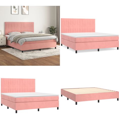 Boxspringbett mit Matratze Rosa 160x200 cm Samt - Boxspringbett - Samtbett - Rosa Bett - Doppelbett - Bett Mit Kopfteil - Home & Living (1/5)