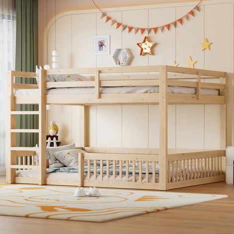 Literas de 160x200 cm con barandillas, color natural. (1/5)