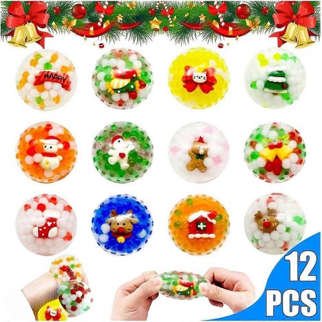 AURA Weihnachts-Stressbälle, 12 Stück, Silikonspielzeug für Weihnachtsdekorationen, lindert Stress und Autismus-Angst als Weihnachtsgeschenk (1/5)