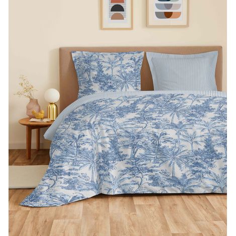Parure de draps 4 pièces "Vanessa" pour lit 160 x 200 cm "Grande largeur" Adama Azur -  - (1/4)