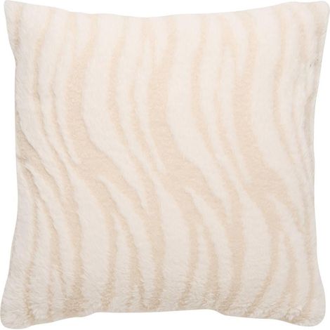 Coussin Imitation Fourrure "Boucly Wavy" 40x40cm Beige Lin (1/5)