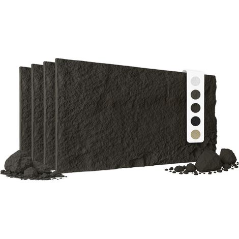 HEXIM 3D Steinoptik PU Wandpaneele 120x60cm Stone Wandverkleidung Bruchstein Felsen Platten Stein: A002-05 Light Black, 4 Paneele