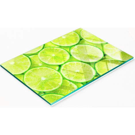 Planche décorative multifonctionnelle de cuisine en verre trempé vert citron 80 x 52 cm (1/5)