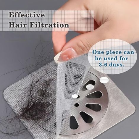 Lot de 10 autocollants jetables pour drain de cheveux, 4" x 4" pour drain de sol de douche, filtre de drainage en maille jetable pour salle de bain, (1/3)