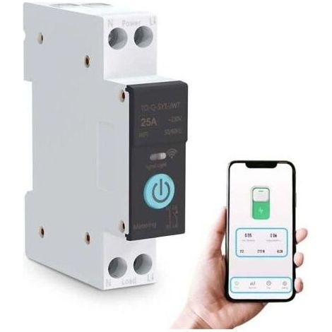 Commutateur WIFI Intelligent Disjoncteurs Domestiques Téléphone Portable Télécommande 3 Modes de Synchronisation pour Appareils électroménagers(25A) (1/5)