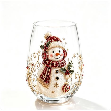 Ensemble de tasses en verre 3D Irovami Magic Christmas, Bonhomme de neige 3D