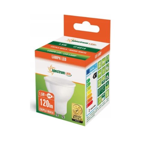 Lampadina LED GU10 1,5W=22W luce calda WOJ13268 Spettro (1/2)
