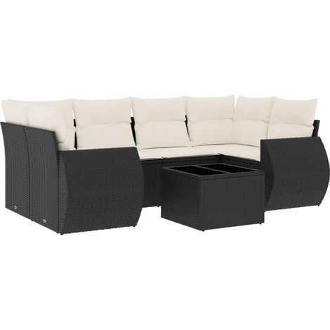 Maison Exclusive - Set Divani da Giardino con Cuscini 7pz Nero Polyrattan (1/5)