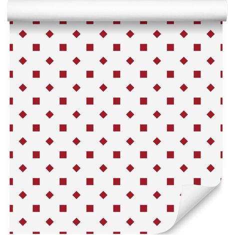 Papier peint à pois blancs et corail, fond blanc pour salon et chambre 50x1000 cm (1/5)