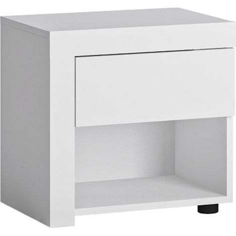 Nachttisch Nachtschrank in weiß Hochglanz LYNDHURST-129, B/H/T ca. 47/46/36 cm (1/3)