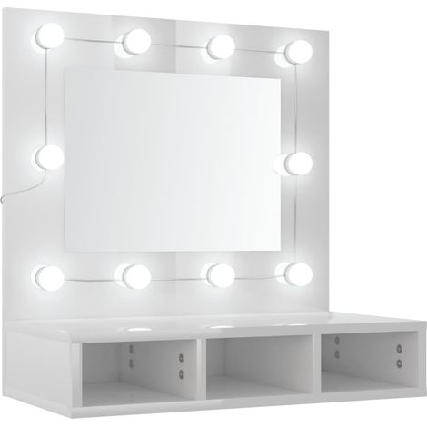 Spiegelschrank mit LED Hochglanz-Weiß 60x31,5x62 cm vidaXL