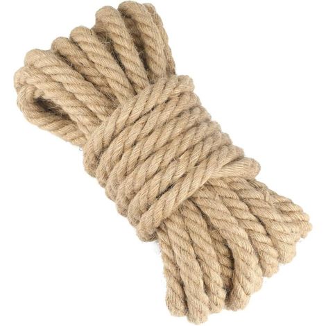 Cuerda de yute de 16 mm, cuerda de cáñamo maciza para jardín, cuerda de cáñamo para decoración y jardinería (10 metros). (1/3)