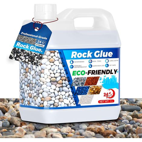 Liant Gravier Extérieur - Colle pour Pierre de 32 Oz pour une Adhérence Solide des Roches, du Gravier et du Paillis, Durable, Non Toxique, à Séchage Rapide et Résistante aux Intempéries Plusieurs mét