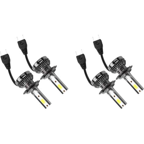 Kit de conversion de 4 mini ampoules LED 1400W pour phares antibrouillard, feux de route, feux de croisement, feux de jour, blanc 6000K - Installation facile (H7) (1/5)