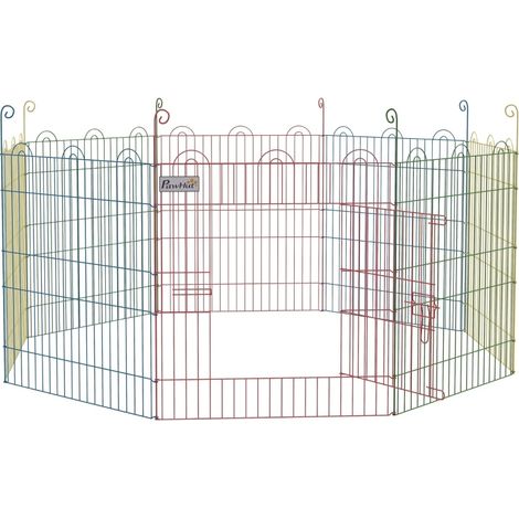 Parque para cachorros (Ø156x60H cm), con puerta con cierre, acero, multicolor (1/5)
