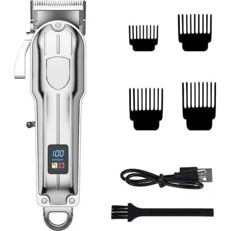 Herren-Haarschneidemaschine, professioneller Salon-Stil mit LED-Anzeige, elektrischer Barttrimmer mit 4 Führungskämmen, Geschenkidee zum Schneiden und Pflegen für Männer - (1/5)
