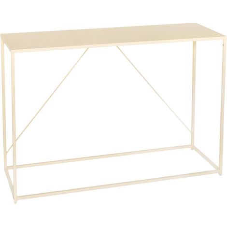 Console table d'entrée en acier coloris Beige - Longueur 120 x largeur 40 x Hauteur 85 cm