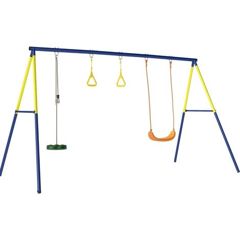 Struttura per altalena 3 in 1 per bambini in acciaio multicolore, 285 x 160 x 181 cm, portata 150 kg (1/5)