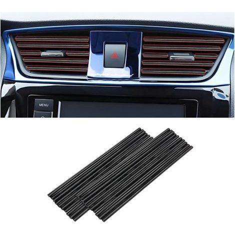 20 PCS Decorative Strip for Car Air Conditioner, Car Interior Accessories, Multicolor Decorative strip for most air vents (Black) (1/5)