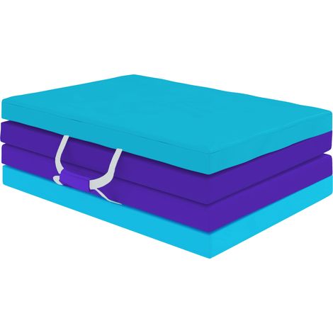 Tapis de gymnastique pliable, 5 cm d'épaisseur, bleu et violet foncé (1/5)