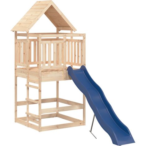 Aire de jeux d'extérieur balançoires toboggan portiques robuste jeux jardin 292 x 127 x 264 cm bois de pin massif (1/5)