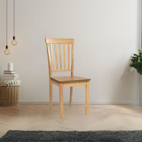 Sedia da pranzo colore rovere con schienale a listelli verticali Dori (1/5)