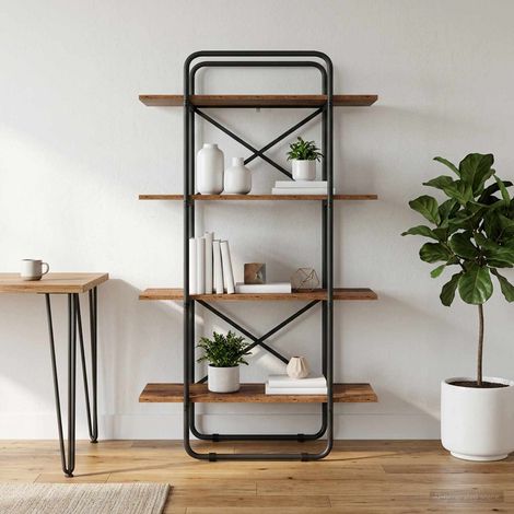 vidaXL Étagère 4 niveaux 60 x 35 x 140 cm PB Bois de chêne (1/5)