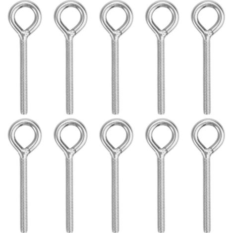 Lntyq 10 Pièces Anneau de Levage Boulon à œillet M6,Boulon à œil en Acier Inoxydable,Anneaux Filetage Vis Tige Longue,73,6mm Boulons àœil Filetage Mâle,Vis à œillet Antirouille,pour Fixation et Suspe