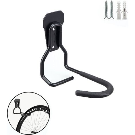 Lot de 4 crochets pour vélo, noirs, robustes et durables, équipés de vis, support à vélo vertical pratique pour garage à domicile, économisez de l'espace dans la maison ou l'entrepôt (1/5)