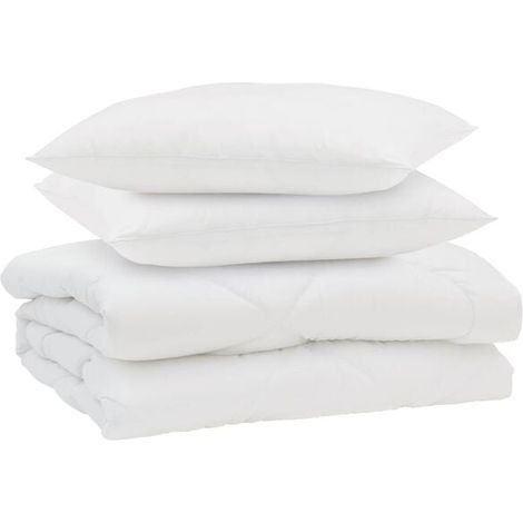 Ensemble couette et oreiller d'été en duvet, 3 pièces, microfibre blanche. (1/5)
