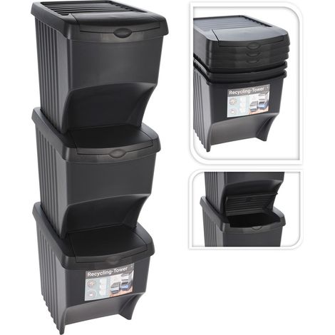 Home-Styling-Collection Recyclingbehälter 3 Etagen grau