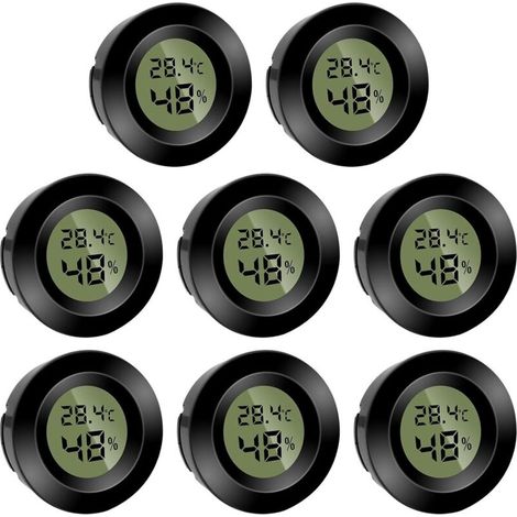 Lot de 8 mini hygromètres numériques ronds - Hygromètre - Température (℉) ou Celsius (℃) - Pour l'intérieur, le bureau, le salon - Piles incluses (1/5)