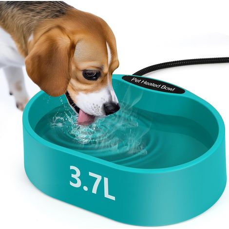 Ecuelle d'eau Chauffée pour Chiens, 3.7L Ecuelle Chauffée pour Animaux Domestiques, Abreuvoir Chauffé Antigel, 2m Câble Anti-Bite, Ecuelle d'eau Chauffée pour Chiens Chats Lapins (1/5)
