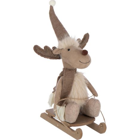Statuette Élan Luge "Fungo" 40cm Beige (1/3)