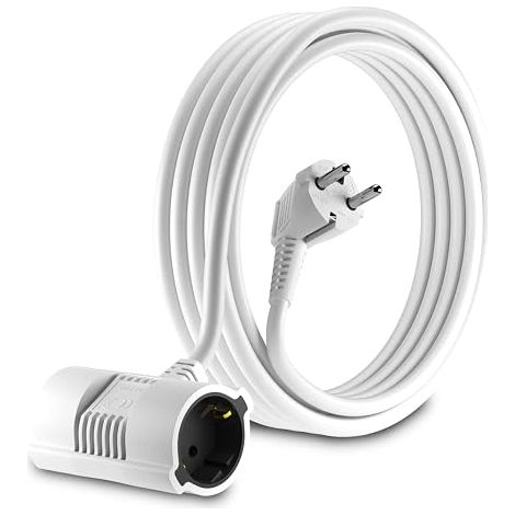 Extension Cable 90° Angled – EU Plug – CEE 7/7 to 2 CEE 7 Sockets – 250 V - 50 Hz - 16 A – Length 5 m (1/4)