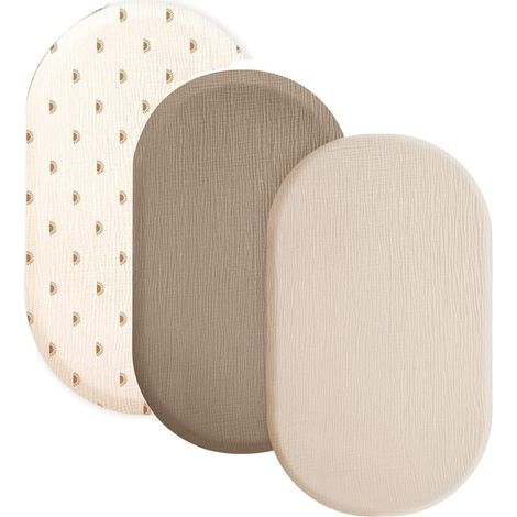 3er-Set Spannbettlaken für Babys, 80 x 40 cm – 100 % Baumwolle – Elastischer Bund – Für Babybetten und Reisebetten – Braun (1/5)