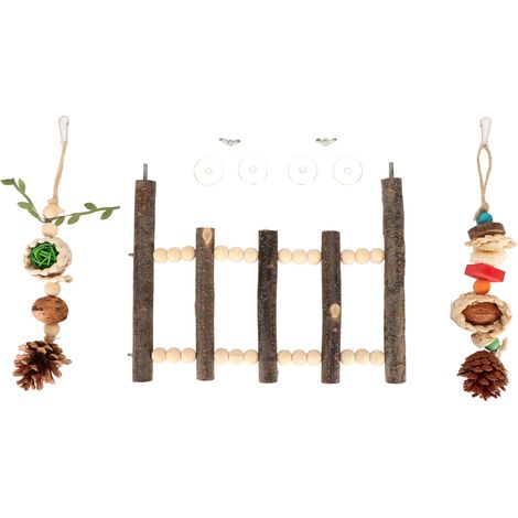 Jouets suspendus pour perroquets, soulage l'ennui, échelle en bois Interactive sûre et à mâcher pour perruches, calopsittes, tourtereaux (1/5)