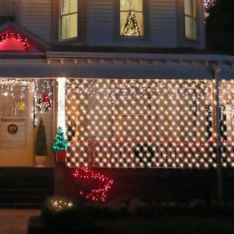 Randaco Rete luminosa LED, 300 LED, 4,5 x 1,6 m, 8 modalità, luci IP44 per camera, Natale, matrimonio, festa, casa e giardino, Bianco freddo (1/5)