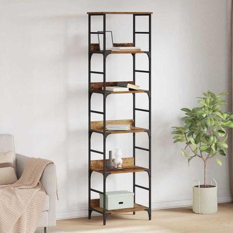Vidaxl – Étagère bibliothèque 5 niveaux 50 x 33 x 188,5 cm – Bois d'ingénierie durable – Pieds en métal pour stabilité – Grande capacité de rangement (1/5)