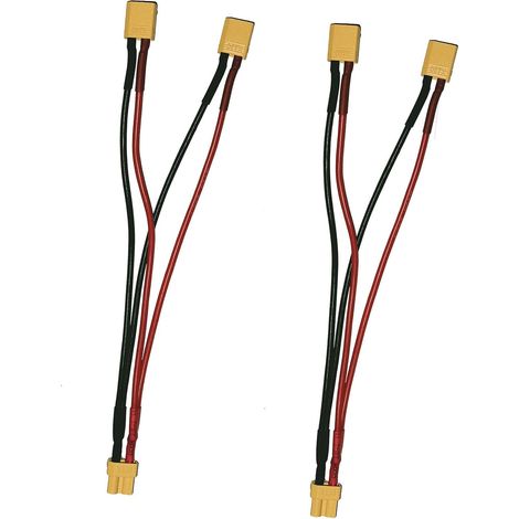 Connecteur Batterie XT30 - Lot de 2 - Câble Silicone - 1 Femelle vers 2 Mâles - Pour Avion RC et Voiture - 18 cm (1/5)