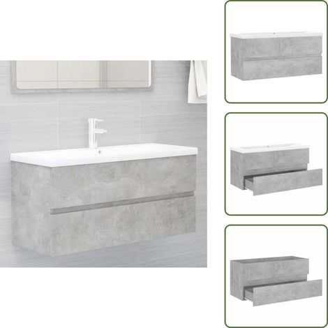 Lavabo in ceramica - vidaXL Mobile con Lavabo Integrato Grigio Cemento in Legno Multistrato - Armadietto sottolavabo