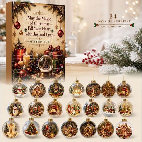 2026 Advent Calendar 24-Segment Christmas Crystal Ball 2D Acrylic Pendant (1/5)