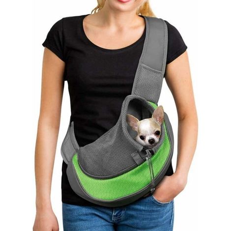 Bolsa transportadora portátil para perros, bolso de hombro de malla transpirable para perros y gatos, bolso de hombro para cachorros, bolso de transporte ajustable, bolsa de viaje para animales pequeñ (1/5)