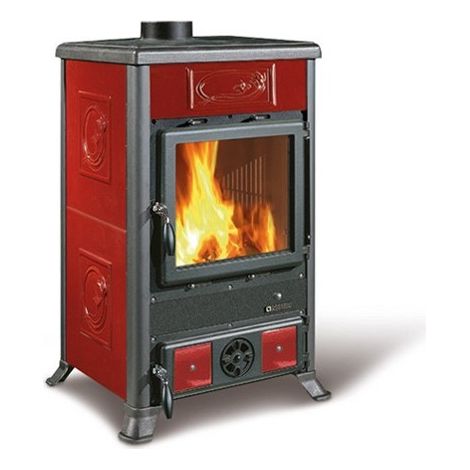 Nordica – Poêle à bois en faïence 9 kW – Foyer en fonte avec post-combustion – Sortie de fumée supérieure – Compatible bûches 40 cm (1/6)