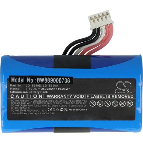 vhbw batteria compatibile con Pax A910, A930 lettore di codici a barre, POS (2600mAh, 7,4V, Li-Ion)