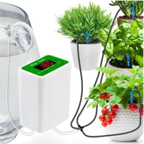 Système d'arrosage automatique pour plantes d'intérieur, système d'irrigation goutte à goutte avec minuterie pour 12 plantes en pot, maison, jardin, balcon, bureau, avec alarmes de manque d'eau ou de (1/5)
