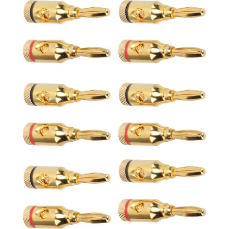 12 prises banane dorées plaquées or, connecteurs en aluminium pour enceintes, type vis ouverte, universelles pour auto (1/5)