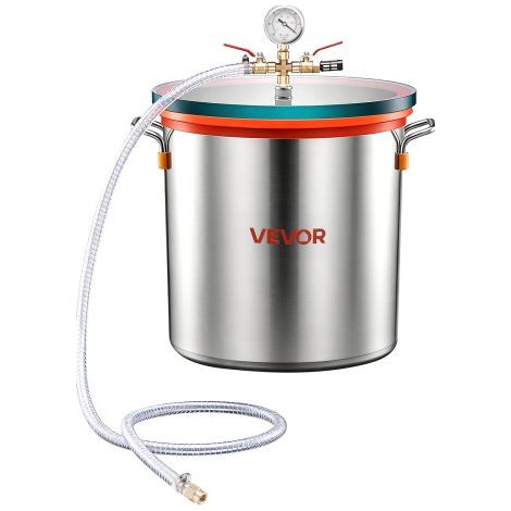Vakuumkammer 34,1 L aus Edelstahl, Vakuum-Entgasungskammer mit Gehärtetem Glasdeckel, Schlauch und Luftfilter, für Harzguss, Holzstabilisierung sowie Silikon, Epoxidharz und Ätherische Öle